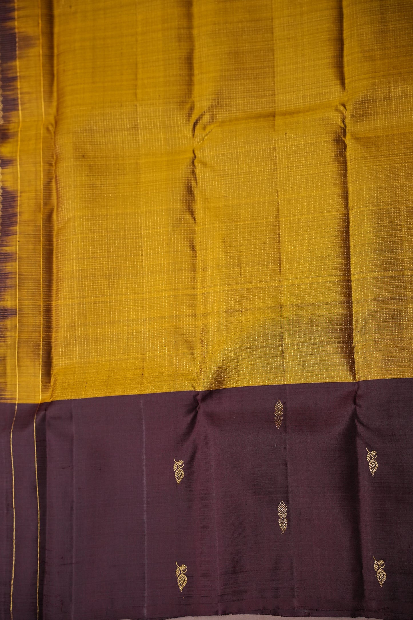 Olive Green & Coffee Pure Kanchipuram Silk Saree|Silk Mark Certified