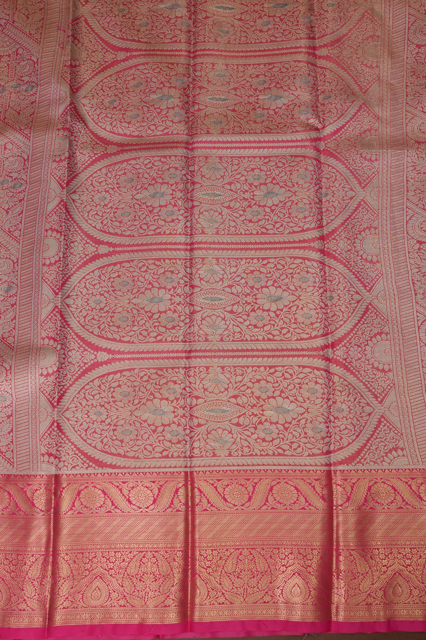 Cool Blue Semi Silk Saree with Vibrant Pink Zari Border