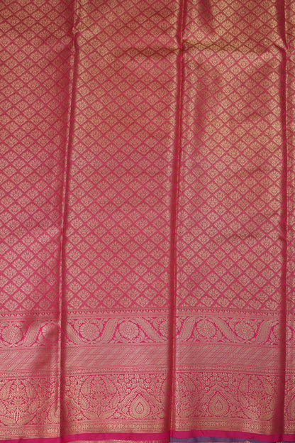 Cool Blue Semi Silk Saree with Vibrant Pink Zari Border