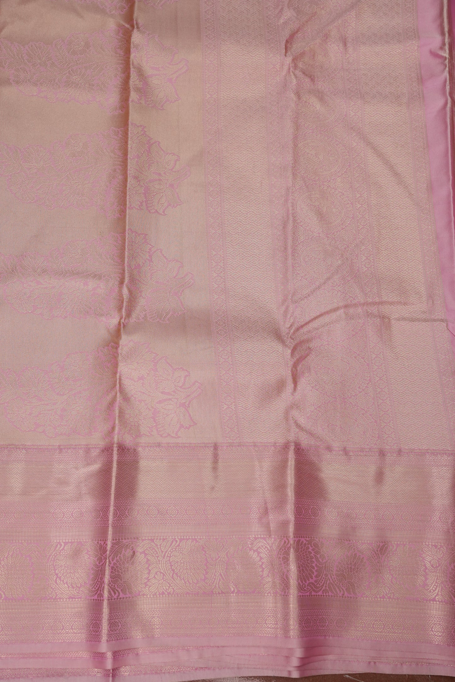 Kanchivaram Semi Silk Saree - Royal Blue with Baby Pink Border