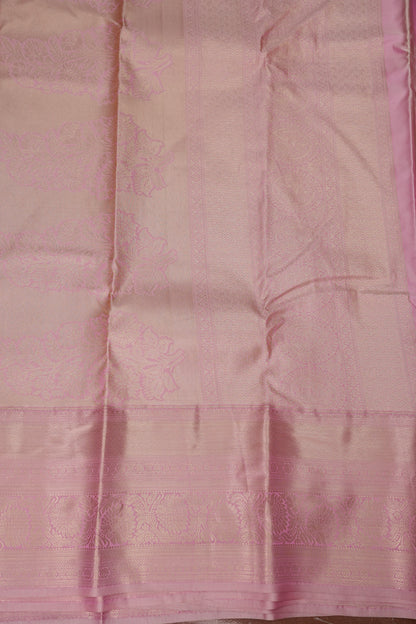 Kanchivaram Semi Silk Saree - Royal Blue with Baby Pink Border