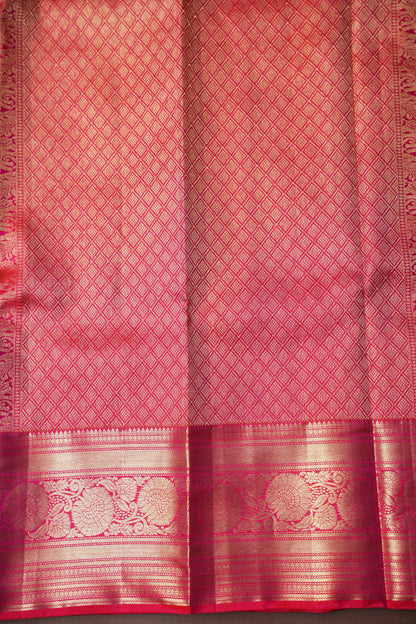 Rangkat Collection|Red & Pink Pure Kanchipuram Silk Saree|Silk Mark Certified