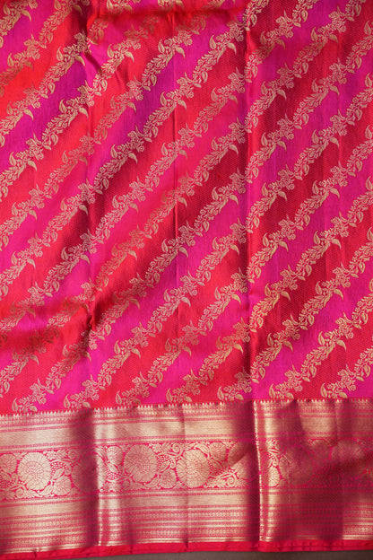 Rangkat Collection|Red & Pink Pure Kanchipuram Silk Saree|Silk Mark Certified