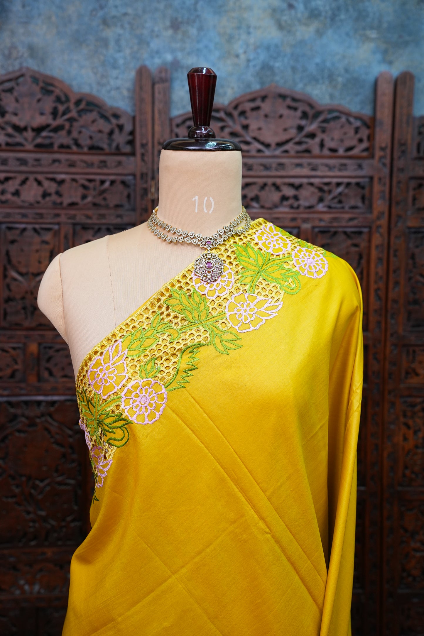 Pure Tussar Silk Saree with Cutwork Borders & Pallu – Yellow