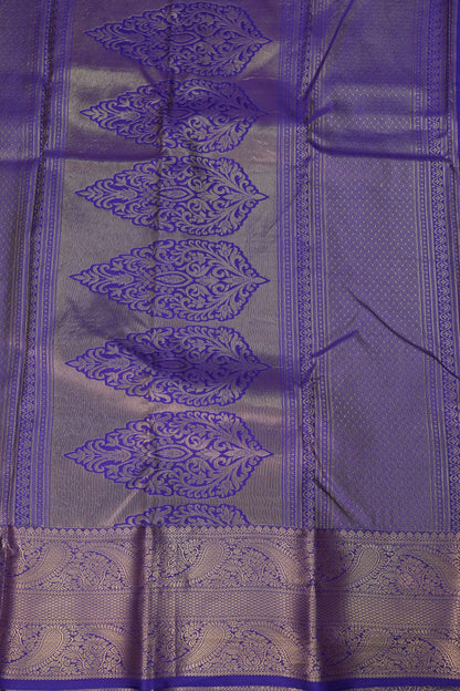 Kanchivaram Semi Silk Saree - Mustard Yellow with Royal Blue