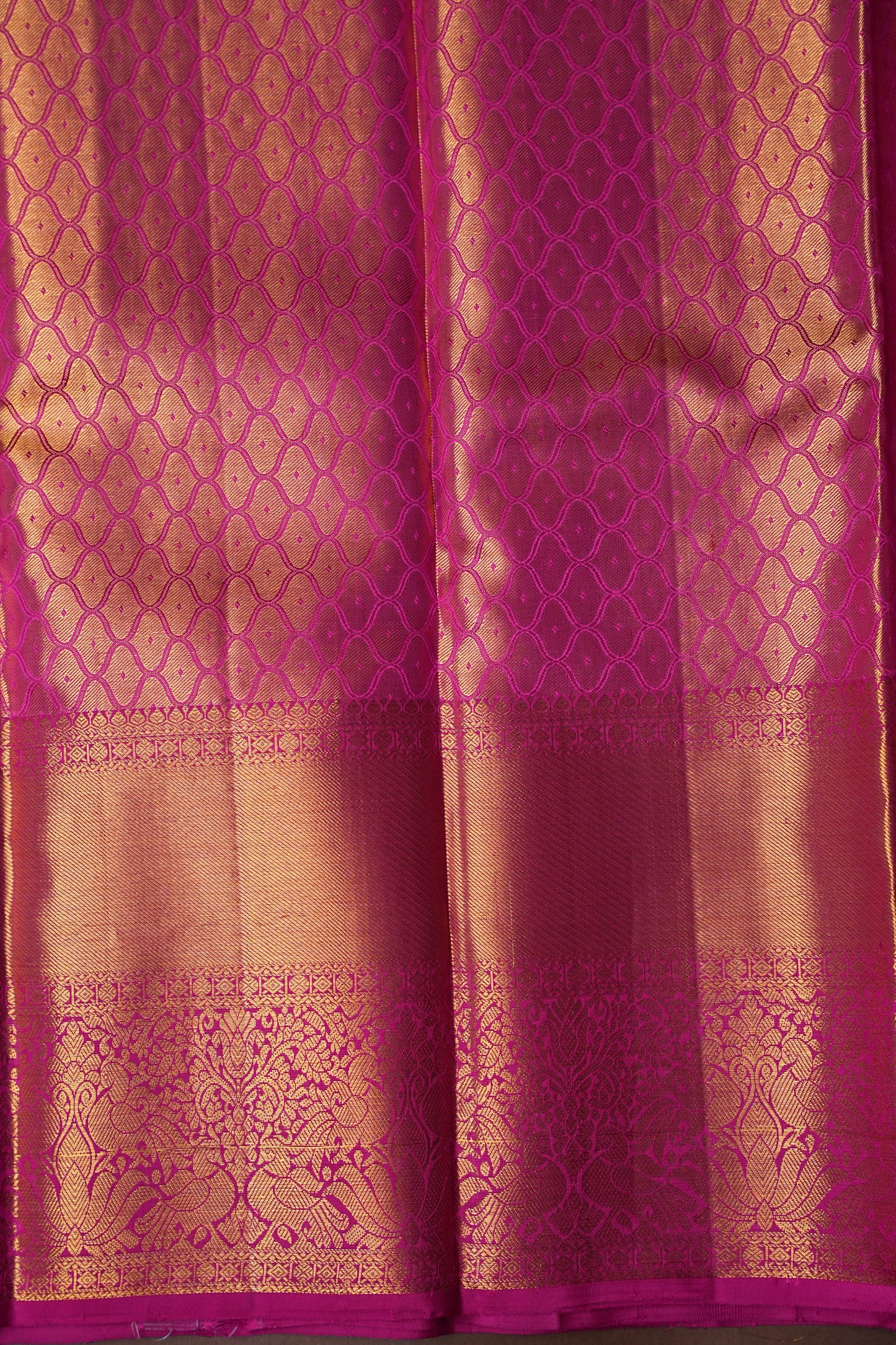 Ivory & Pink Pure Tissue Kanchipuram Silk Saree|Silk Mark Certified