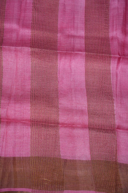 Pure Tussar Silk Saree with Floral Prints | Silk Mark Certified - Lavender & Pink