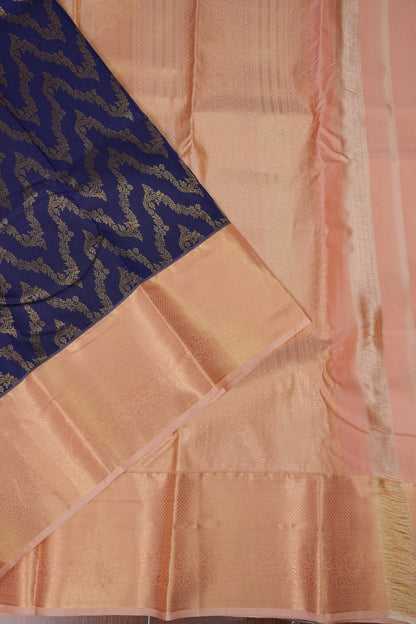 Kanchivaram Semi Silk Saree - Royal Blue with Baby Pink