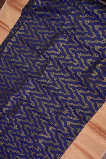 Kanchivaram Semi Silk Saree - Royal Blue with Baby Pink