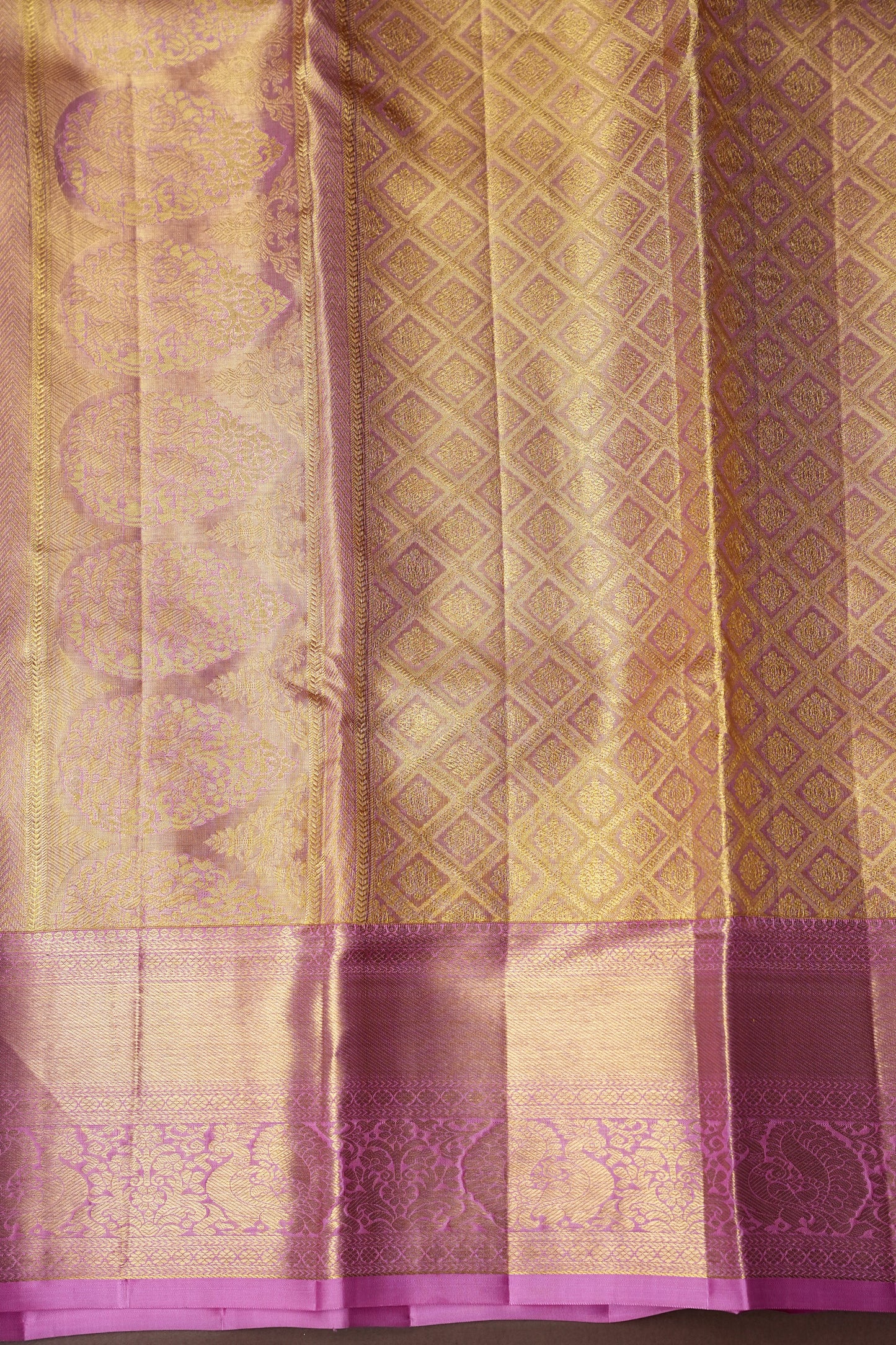 Parrot Green & Pink Pure Tissue Kanchipuram Silk Saree|Silk Mark Certified