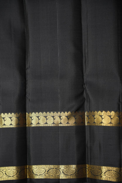 Grey & Black Pure Kanchipuram Silk Saree|Silk Mark Certified