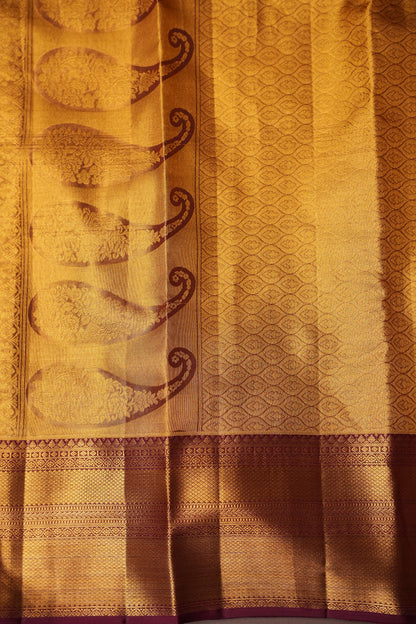 Lilac Purple & Deep Red Pure Tissue Kanchipuram Silk Saree|Silk Mark Certified