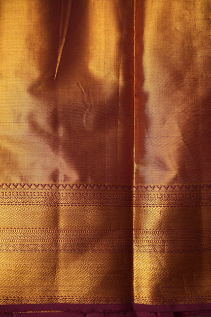 Lilac Purple & Deep Red Pure Tissue Kanchipuram Silk Saree|Silk Mark Certified