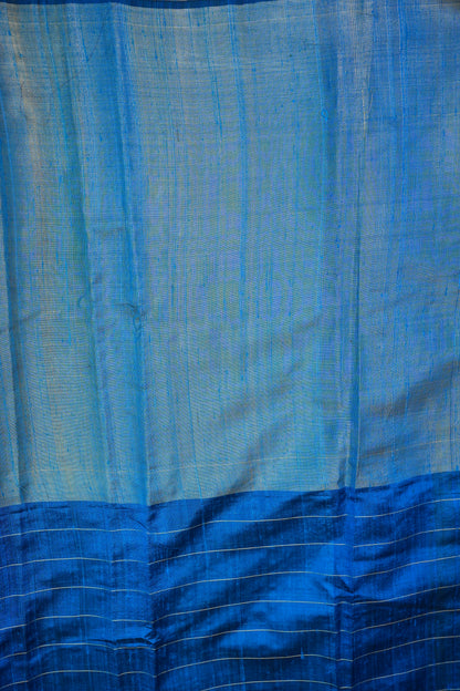 Pure Raw Silk Saree with Gold Checks – Royal Blue & Mustard Yellow