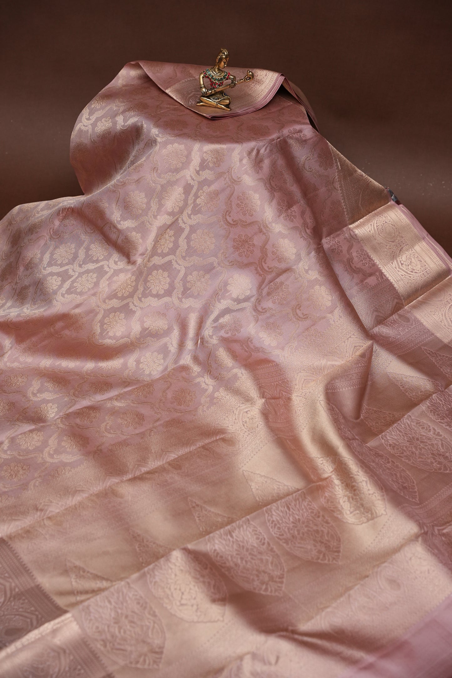 Pastel Nude Shade Pure Kanchipuram Silk Saree|Silk Mark Certified