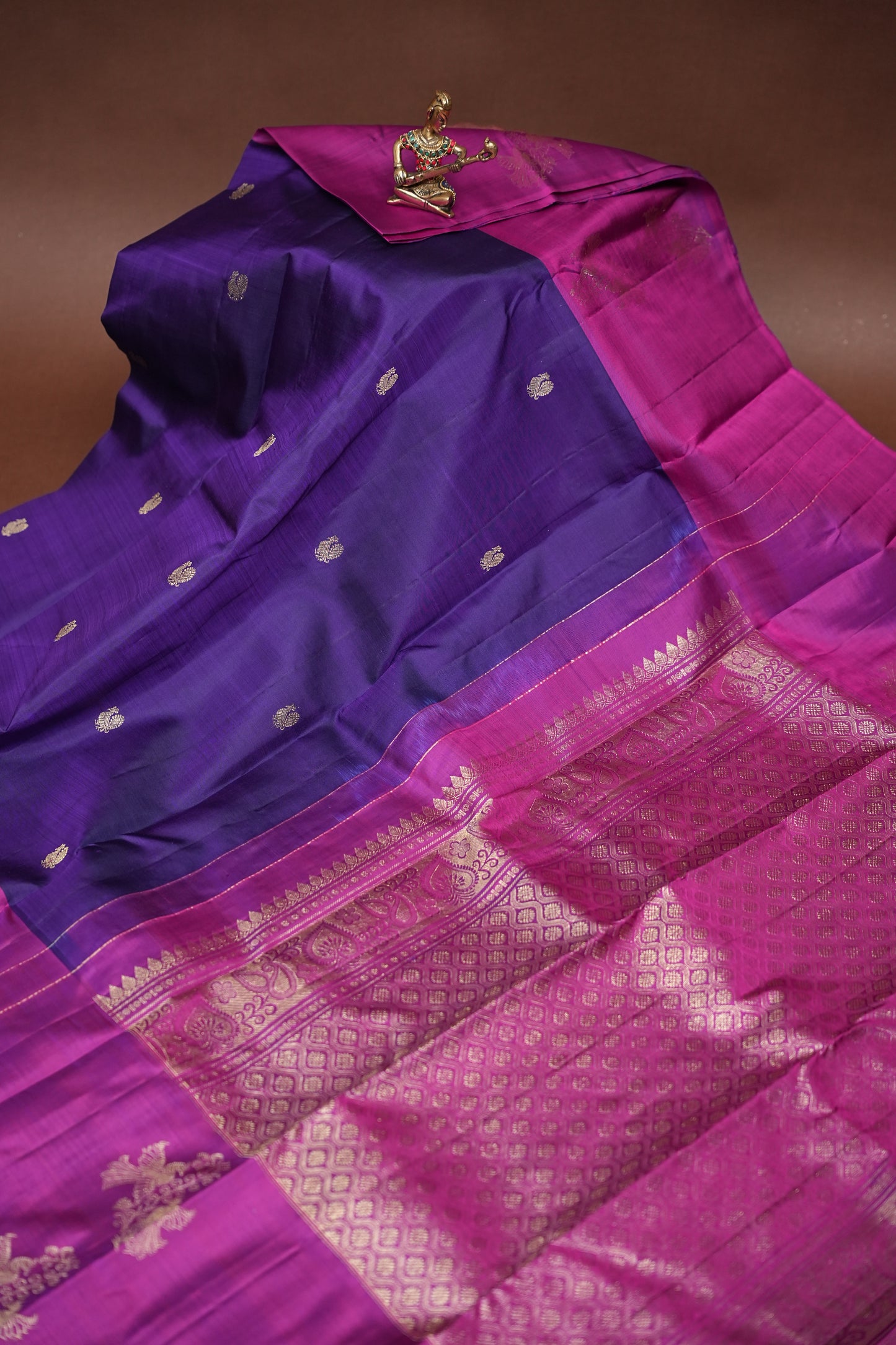 Deep Purple & Pink Pure Kanchipuram Silk Saree|Silk Mark Certified
