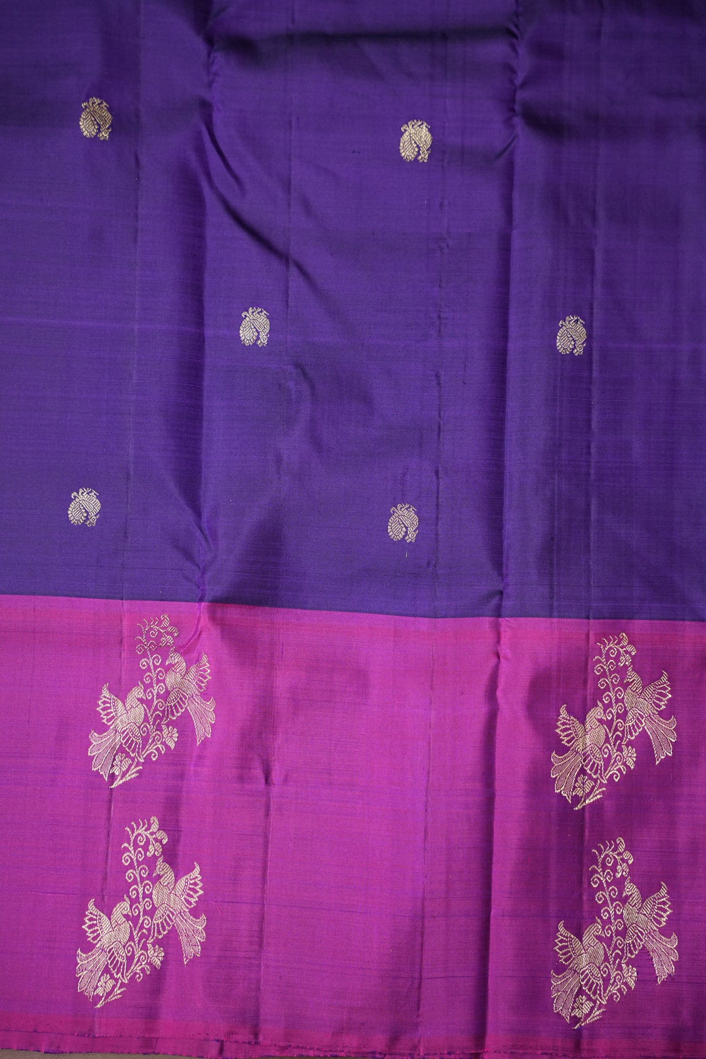 Deep Purple & Pink Pure Kanchipuram Silk Saree|Silk Mark Certified
