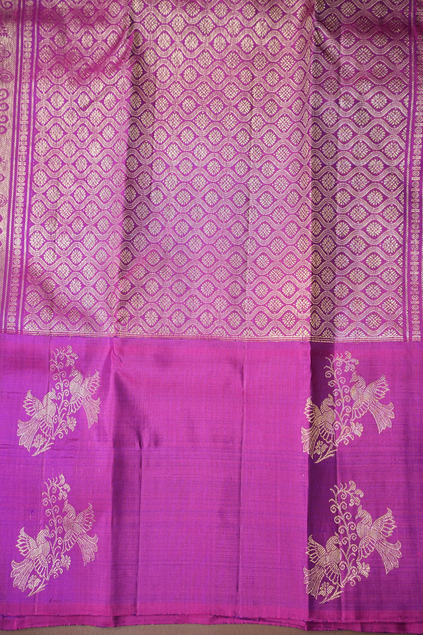 Deep Purple & Pink Pure Kanchipuram Silk Saree|Silk Mark Certified