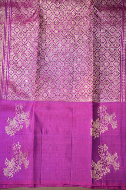 Deep Purple & Pink Pure Kanchipuram Silk Saree|Silk Mark Certified