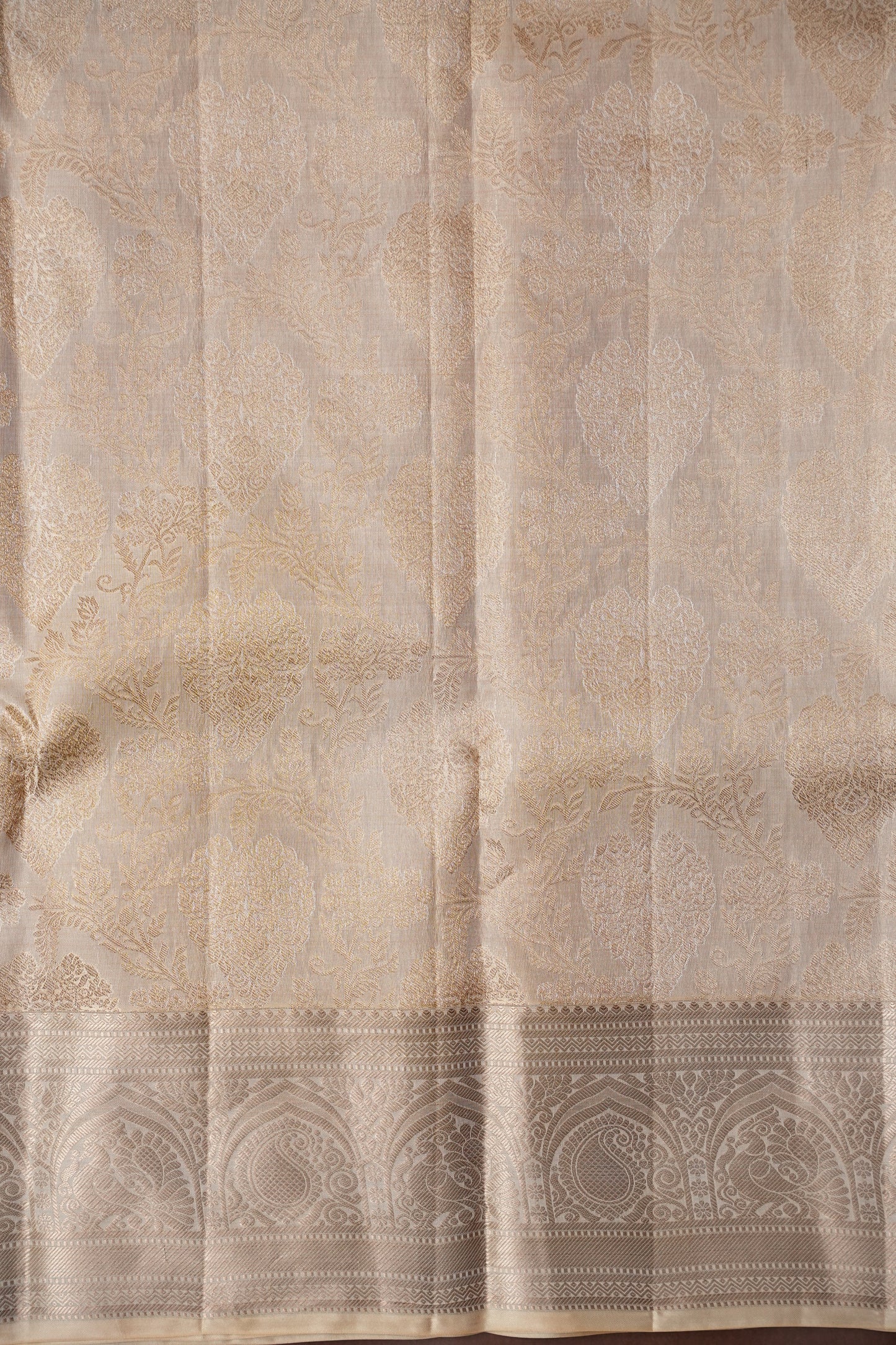 Ivory Pure Kanchipuram Silk Saree|Silk Mark Certified|Silk Mark Certified