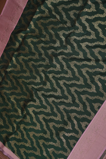 Kanchivaram Semi Silk Saree - Emerald Green with Baby Pink