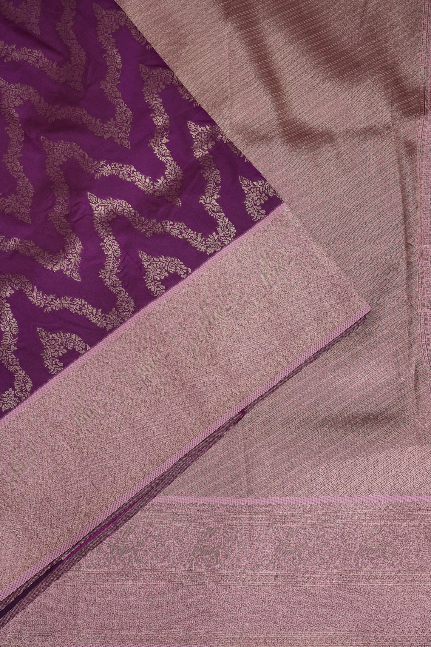Kanchivaram Semi Silk Saree - Magenta with Baby Pink