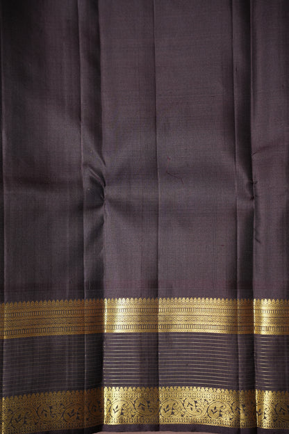 Leaf Green & Coffee Pure Kanchipuram Silk Saree|Silk Mark Certified