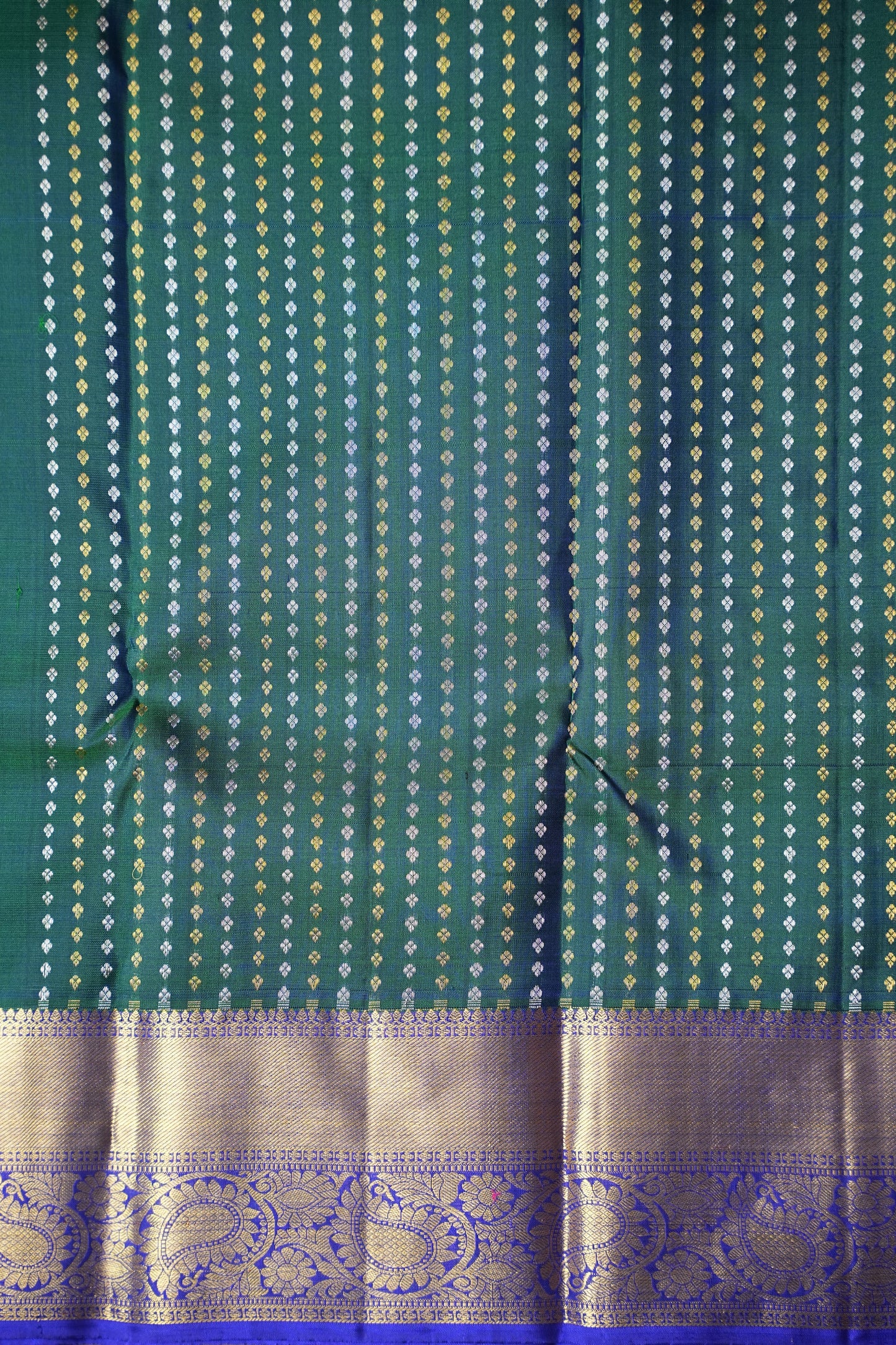Peacock Green & Blue Pure Kanchipuram Silk Saree|Silk Mark Certified
