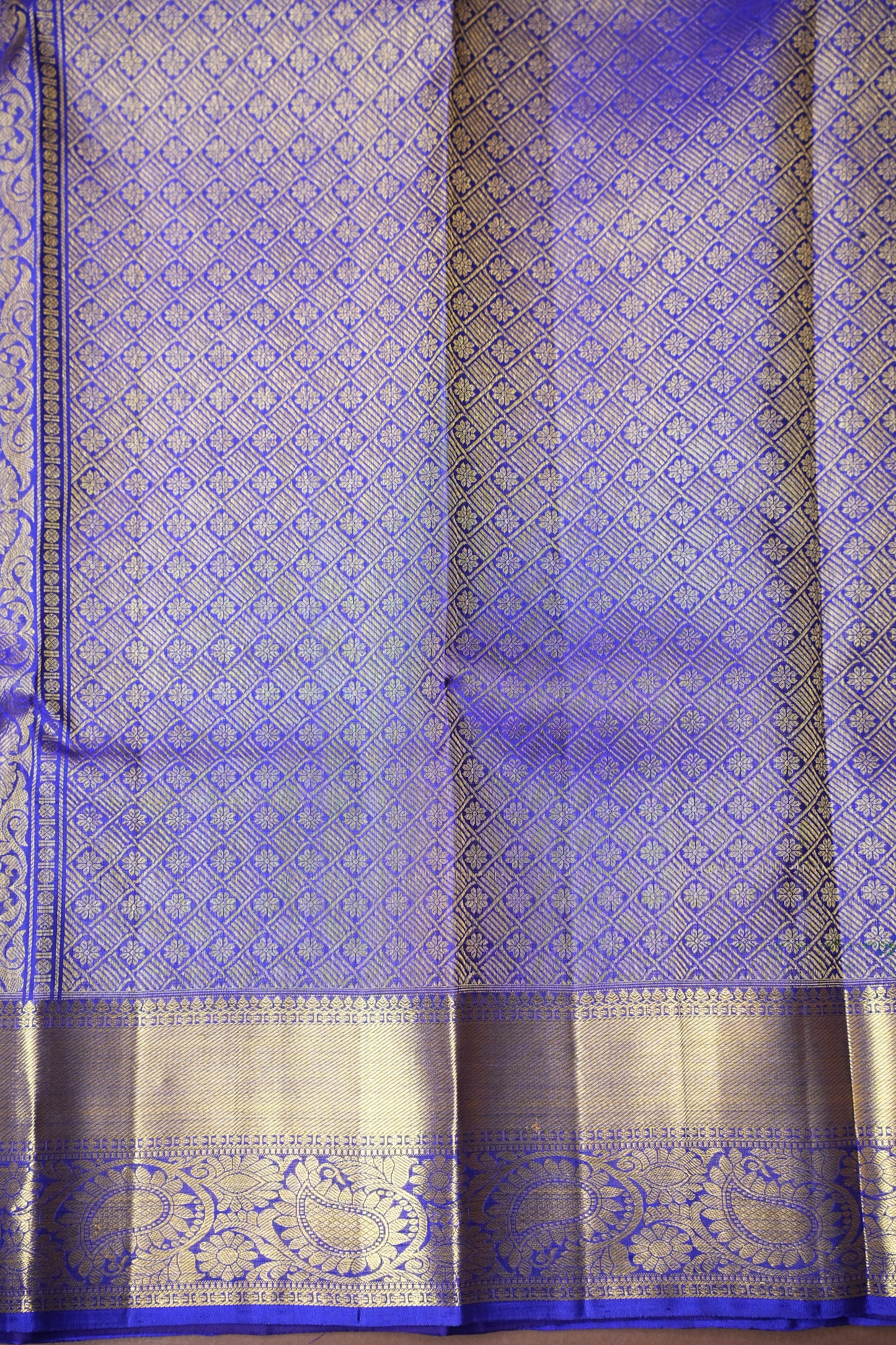 Peacock Green & Blue Pure Kanchipuram Silk Saree|Silk Mark Certified