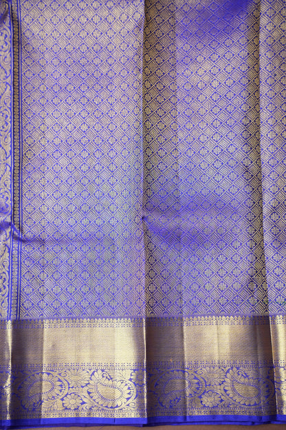 Peacock Green & Blue Pure Kanchipuram Silk Saree|Silk Mark Certified