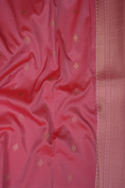 Kanchivaram Semi Silk Saree - Scarlet Red with Baby Pink