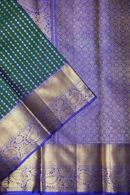 Peacock Green & Blue Pure Kanchipuram Silk Saree|Silk Mark Certified