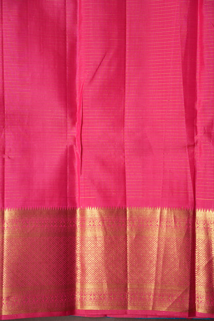 Blue & Pink with Microchecks Pure Kanchipuram Silk Saree|Silk Mark Certified