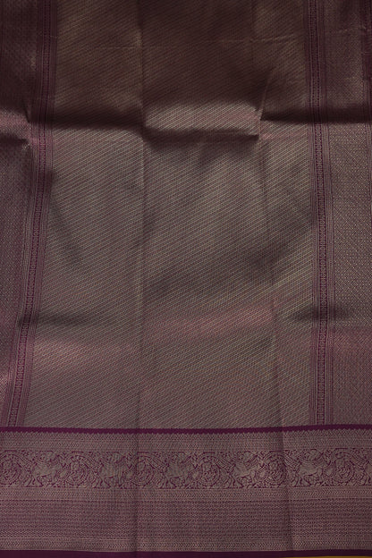 Kanchivaram Semi Silk Saree - Mustard with Wine