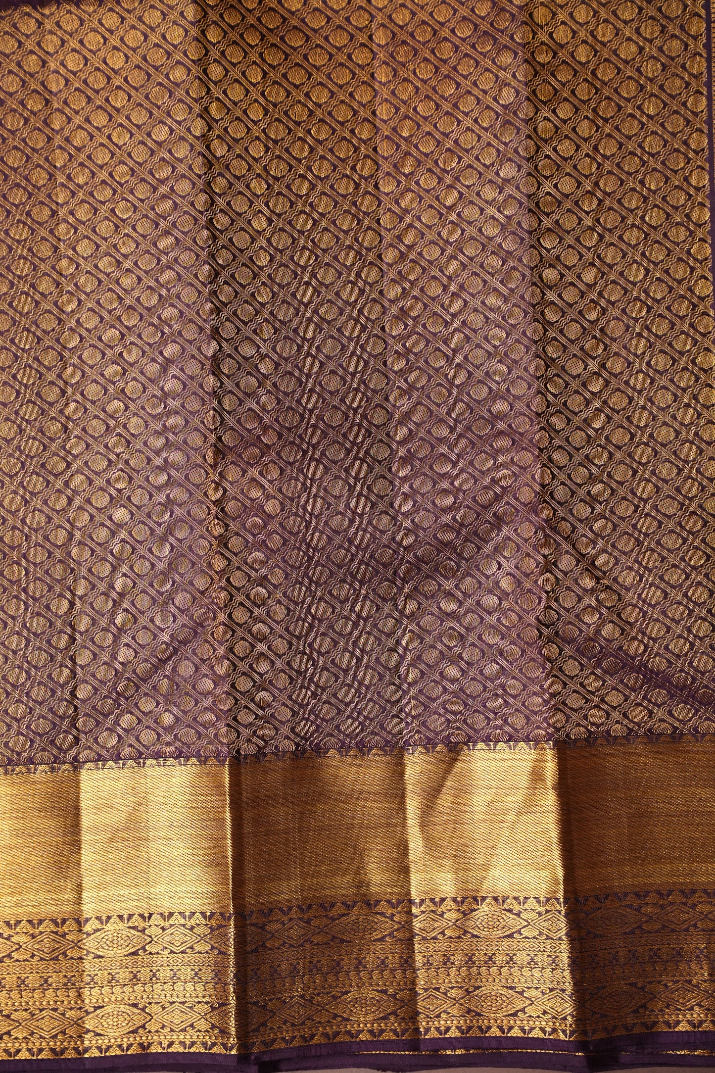 Olive Green & Coffee Pure Kanchipuram Silk Saree|Silk Mark Certified