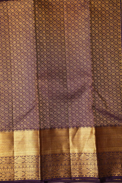 Olive Green & Coffee Pure Kanchipuram Silk Saree|Silk Mark Certified