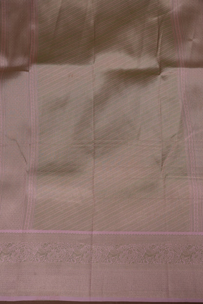 Kanchivaram Semi Silk Saree - Turquoise Green with Baby Pink
