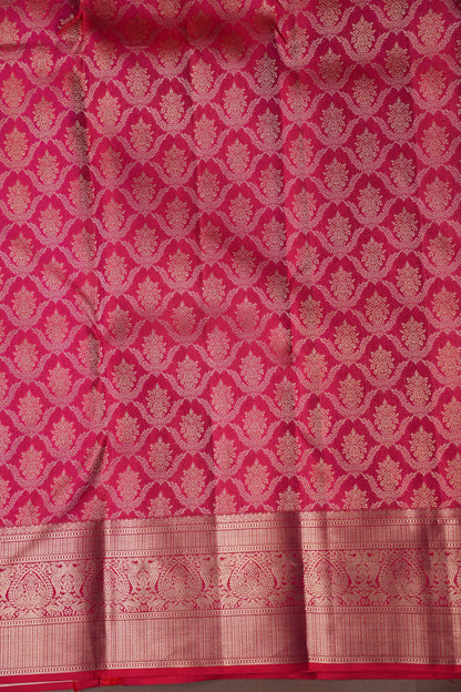 Hot Pink & Soft Gold Zari Pure Kanchipuram Brocade Silk Saree|Silk Mark Certified