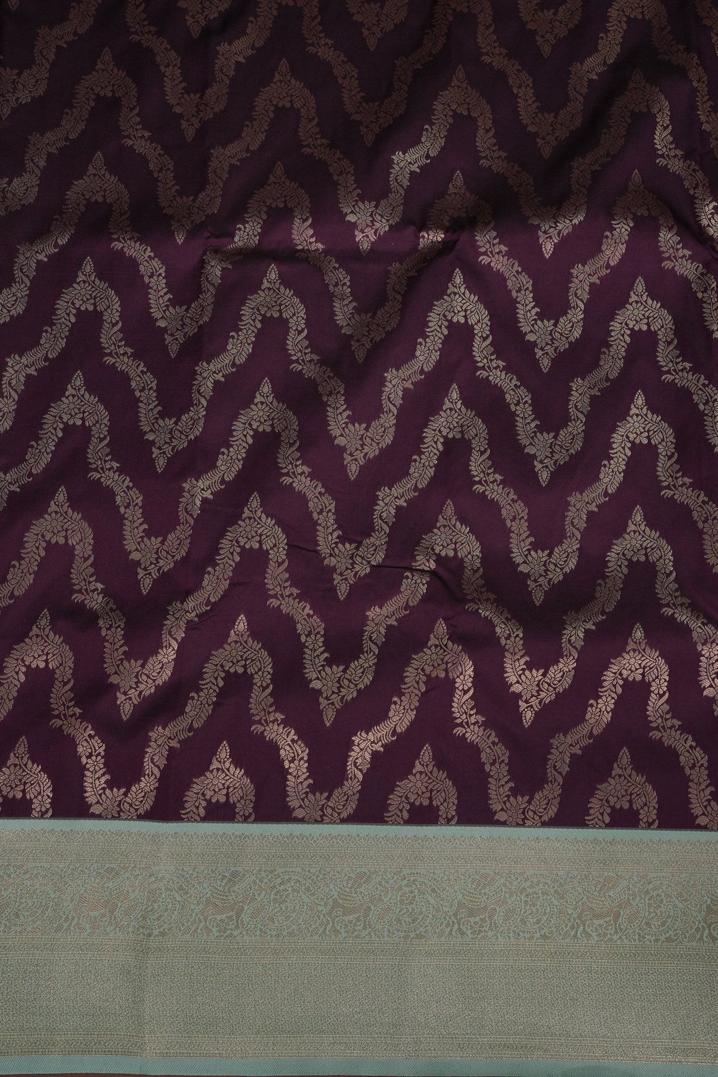 Kanchivaram Semi Silk Saree - Deep Purple with Sea Green