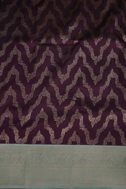 Kanchivaram Semi Silk Saree - Wine with Sea Green