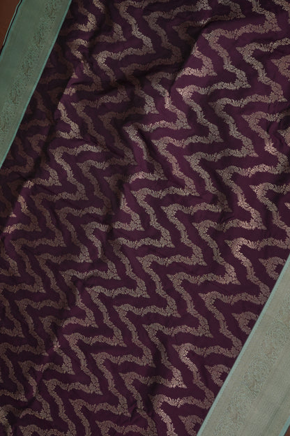 Kanchivaram Semi Silk Saree - Deep Purple with Sea Green