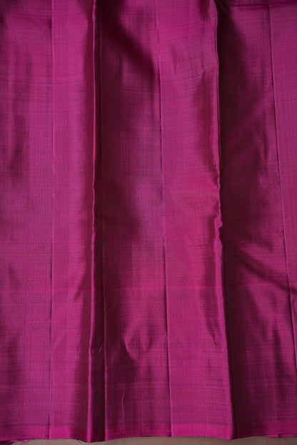 Deep Navy Blue & Purple Border Pure Kanchipuram Brocade Silk Saree|Silk Mark Certified