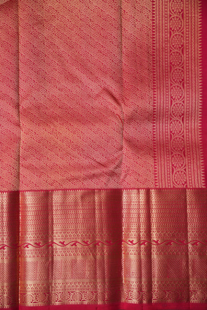 Emerald Green & Orange Pure Kanchipuram Silk Saree|Silk Mark Certified