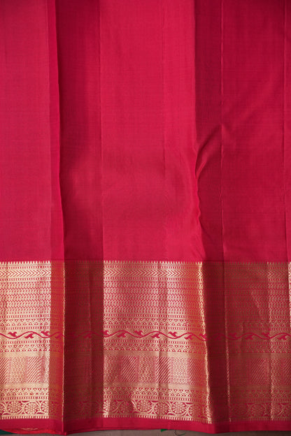 Emerald Green & Orange Pure Kanchipuram Silk Saree|Silk Mark Certified