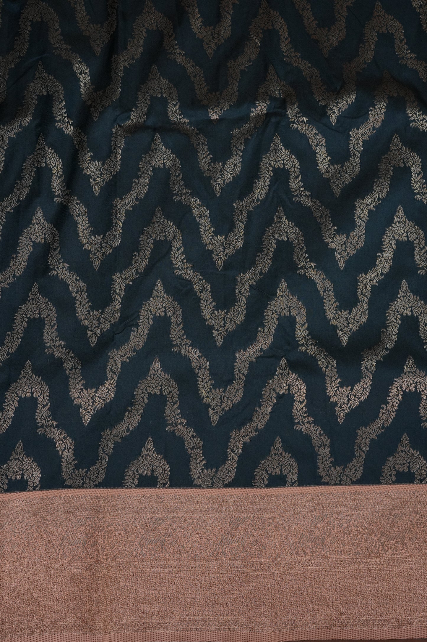 Kanchivaram Semi Silk Saree - Peacock Blue with Peach