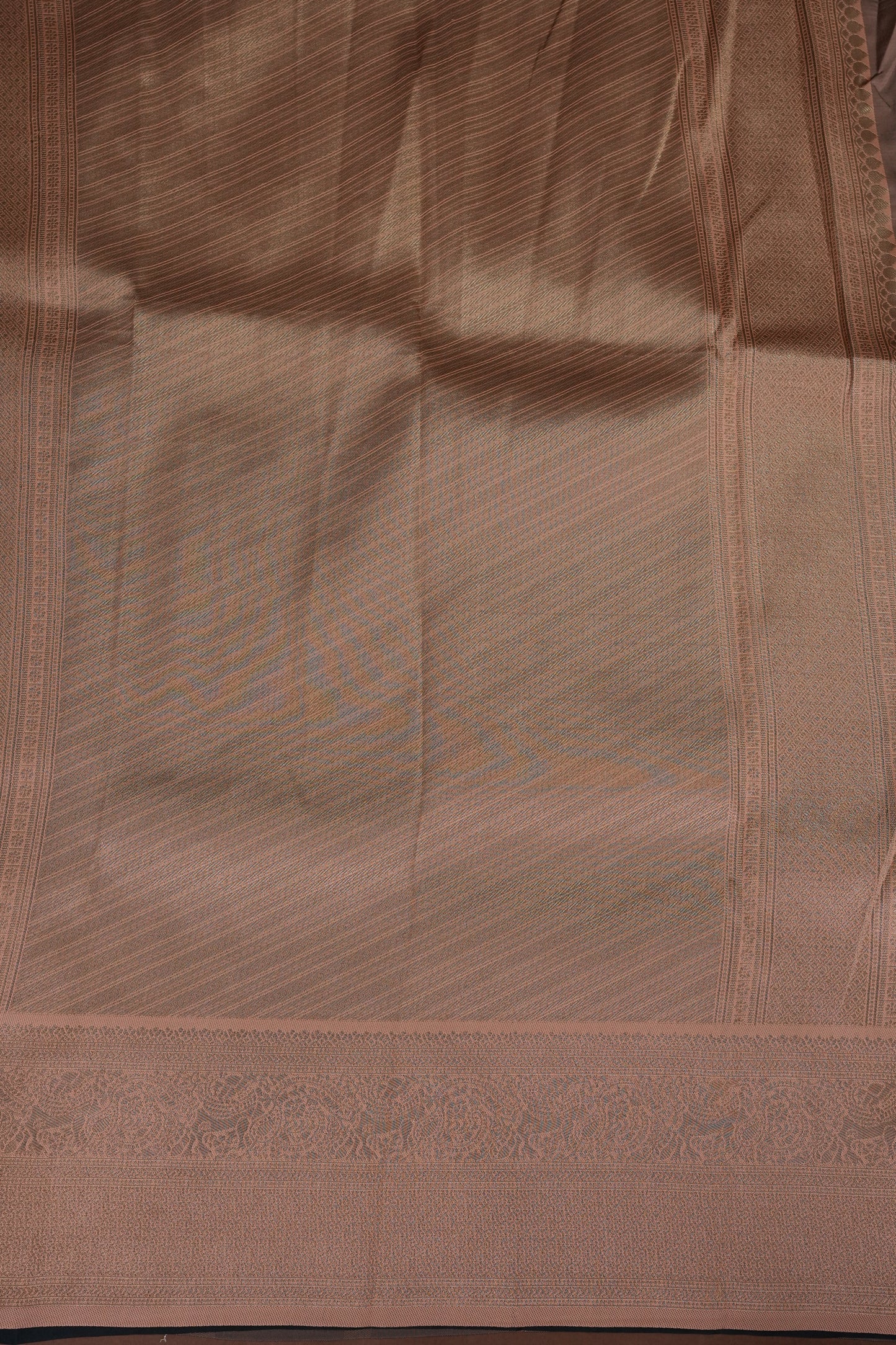 Kanchivaram Semi Silk Saree - Peacock Blue with Peach