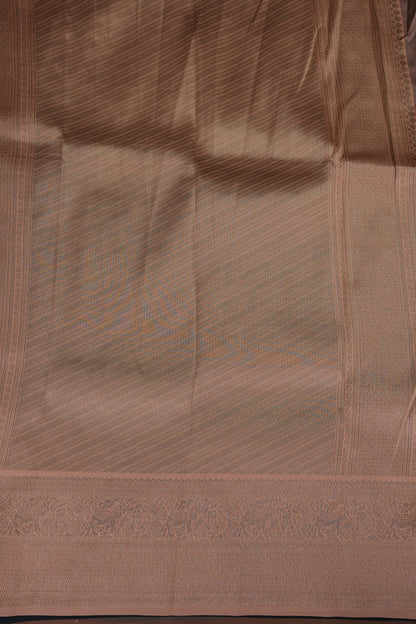 Kanchivaram Semi Silk Saree - Peacock Blue with Peach