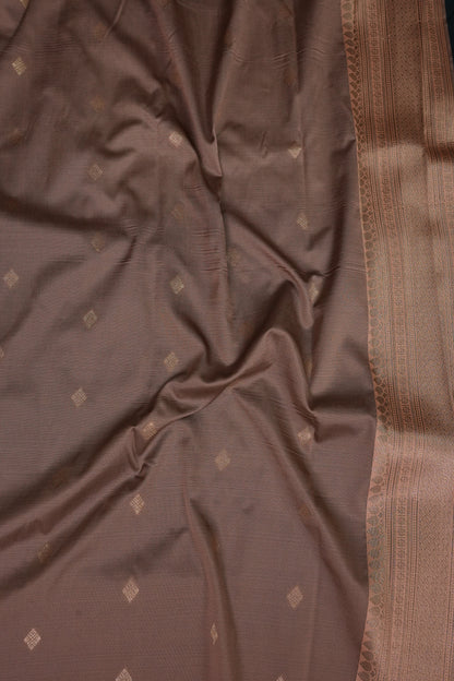 Kanchivaram Semi Silk Saree - Peacock Blue with Peach