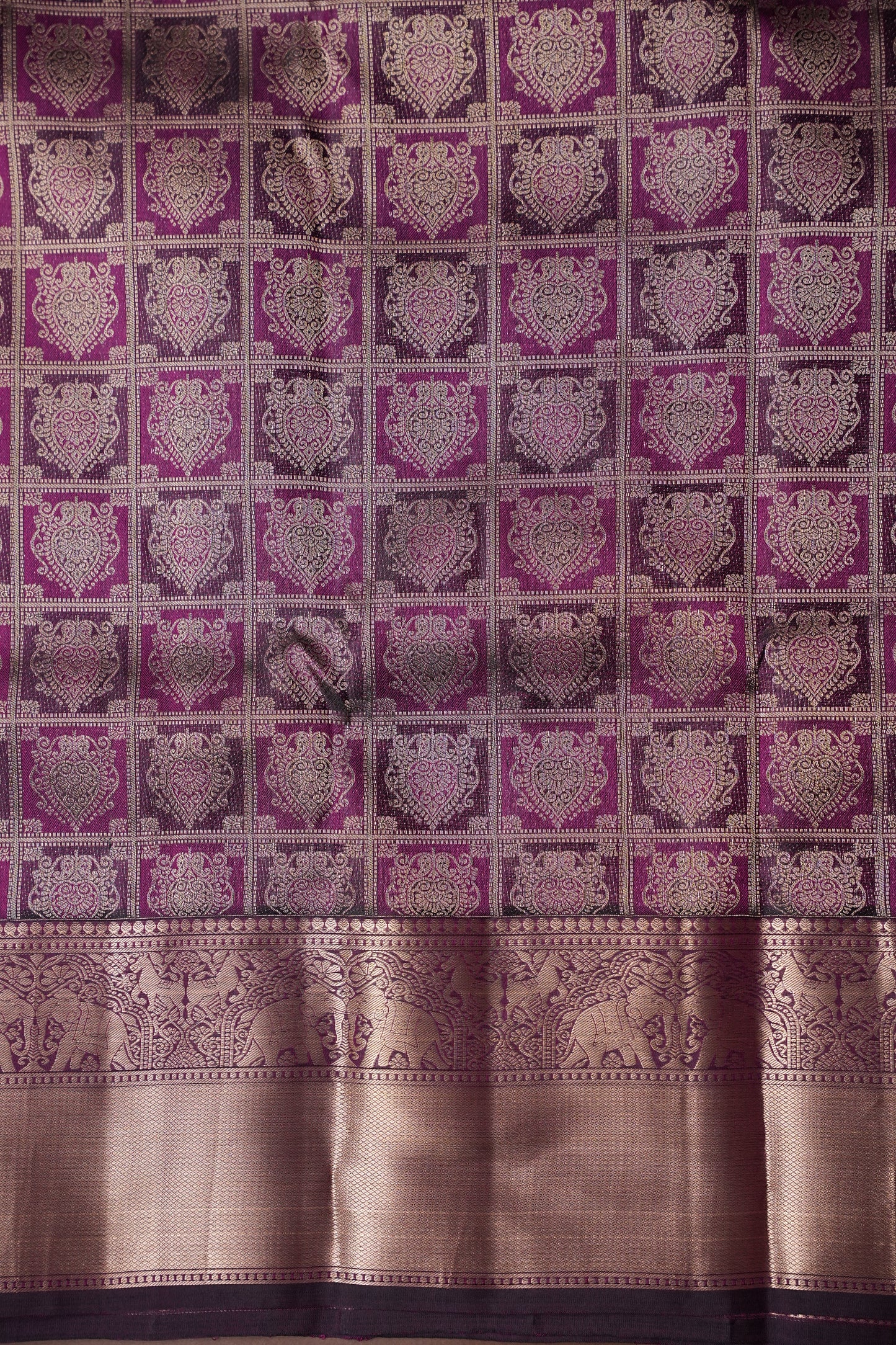 Deep Purple Pure Kanchipuram Brocade Silk Saree|Silk Mark Certified