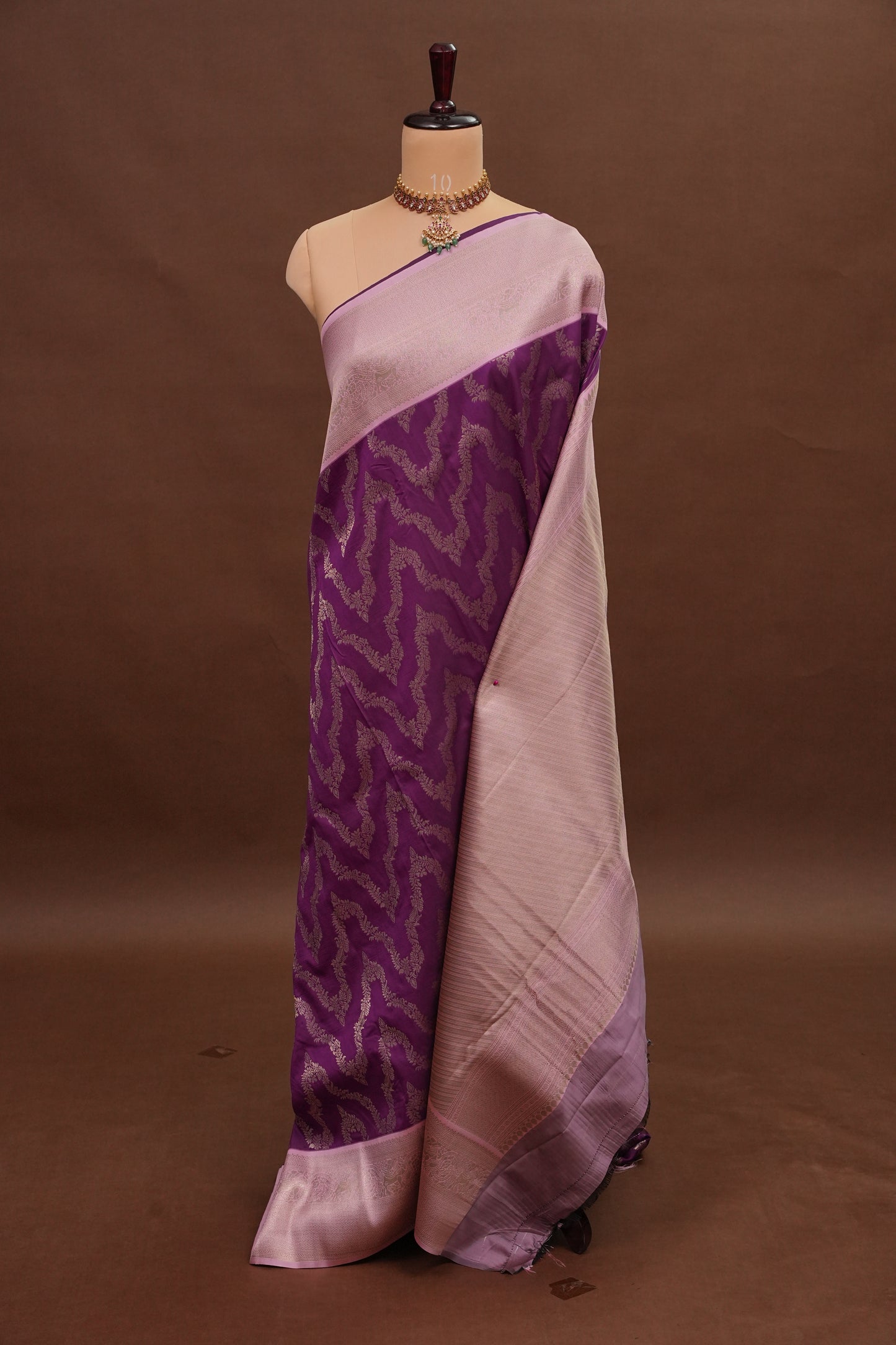 Kanchivaram Semi Silk Saree - Magenta with Baby Pink